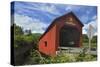 Canada, New Brunswick, Fundy National Park. Red covered bridge at Point Wolfe.-Jaynes Gallery-Stretched Canvas