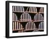 Canada, Newfoundland, Trout River, Tidy Stack of Wooden Lobster Traps-John Barger-Framed Photographic Print