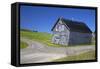 Canada, Nova Scotia. Aged barn at a forked road.-Kymri Wilt-Framed Stretched Canvas