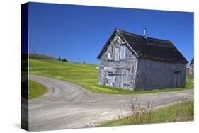 Canada, Nova Scotia. Aged barn at a forked road.-Kymri Wilt-Stretched Canvas