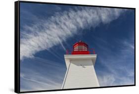 Canada, Nova Scotia, Cabot Trail. Cape Breton Highlands National Park, Neils Harbour Lighthouse.-Walter Bibikow-Framed Stretched Canvas