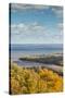 Canada, Nova Scotia, Canning. The Lookoff, elevated view of the Annapolis Valley in autumn.-Walter Bibikow-Stretched Canvas