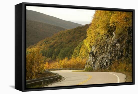 Canada, Nova Scotia, Cape Breton, Cabot Trail, in Fall Color-Patrick J^ Wall-Framed Stretched Canvas