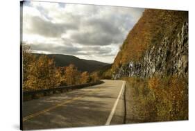 Canada, Nova Scotia, Cape Breton, Cabot Trail in Golden Fall Color-Patrick J. Wall-Stretched Canvas