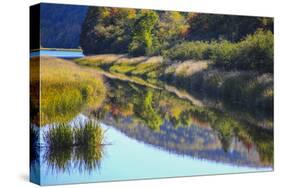 Canada, Nova Scotia, Cape Breton, Cabot Trail, Margaree river reflections-Patrick J. Wall-Stretched Canvas