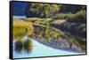 Canada, Nova Scotia, Cape Breton, Cabot Trail, Margaree river reflections-Patrick J. Wall-Framed Stretched Canvas