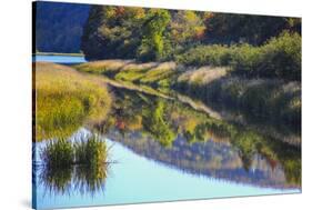 Canada, Nova Scotia, Cape Breton, Cabot Trail, Margaree river reflections-Patrick J. Wall-Stretched Canvas