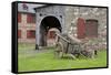 Canada, Nova Scotia, Louisbourg. Fortress of Louisbourg. Wooden Wagon-Cindy Miller Hopkins-Framed Stretched Canvas