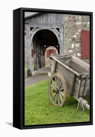 Canada, Nova Scotia, Louisbourg. Fortress of Louisbourg. Wooden Wagon-Cindy Miller Hopkins-Framed Stretched Canvas