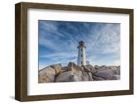 Canada, Nova Scotia, Peggy's Cove. Fishing village and Peggys Point Lighthouse.-Walter Bibikow-Framed Photographic Print