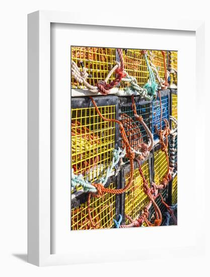 Canada, Nova Scotia, Peggy's Cove. Fishing village on the Atlantic Coast, lobster traps.-Walter Bibikow-Framed Photographic Print