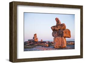 Canada, Nunavut, Rocks Cairns on Harbour Islands Along Hudson Bay-Paul Souders-Framed Photographic Print