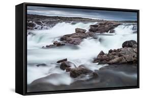 Canada, Nunavut Territory, Blurred Image of Rushing Waterfall Near Bury Cove Along Hudson Bay-Paul Souders-Framed Stretched Canvas