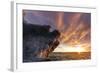 Canada, Nunavut Territory, Setting Midnight Sun Lights Clouds Above Melting Iceberg-Paul Souders-Framed Photographic Print