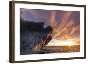 Canada, Nunavut Territory, Setting Midnight Sun Lights Clouds Above Melting Iceberg-Paul Souders-Framed Photographic Print