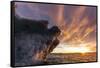 Canada, Nunavut Territory, Setting Midnight Sun Lights Clouds Above Melting Iceberg-Paul Souders-Framed Stretched Canvas