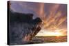 Canada, Nunavut Territory, Setting Midnight Sun Lights Clouds Above Melting Iceberg-Paul Souders-Stretched Canvas