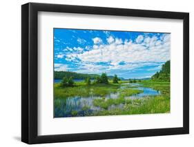 Canada, Ontario. Clouds and wetland at Lake Nipigon.-Jaynes Gallery-Framed Photographic Print