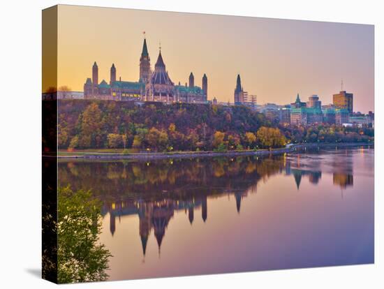 Canada, Ontario, Ottawa, Canadian Parliament across Ottawa River-Alan Copson-Stretched Canvas