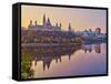 Canada, Ontario, Ottawa, Canadian Parliament across Ottawa River-Alan Copson-Framed Stretched Canvas