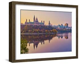 Canada, Ontario, Ottawa, Canadian Parliament across Ottawa River-Alan Copson-Framed Photographic Print