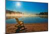 Canada, Ontario, Silent Lake Provincial Park. Muskoka chair and morning fog on Silent Lake.-Jaynes Gallery-Mounted Photographic Print