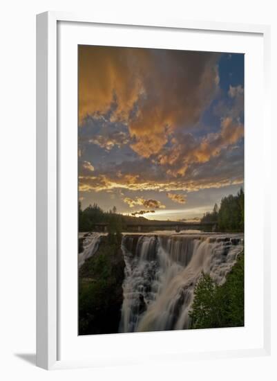 Canada, Ontario. Sunset with Clouds over Kakabeka Falls-Judith Zimmerman-Framed Photographic Print
