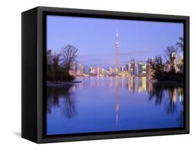 Canada, Ontario, Toronto, Cn Tower and Downtown Skyline from Toronto Island-Alan Copson-Framed Stretched Canvas