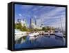 Canada, Ontario, Toronto, Marina Quay West, Skyline with Cn Tower-Alan Copson-Framed Stretched Canvas