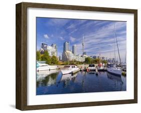 Canada, Ontario, Toronto, Marina Quay West, Skyline with Cn Tower-Alan Copson-Framed Photographic Print