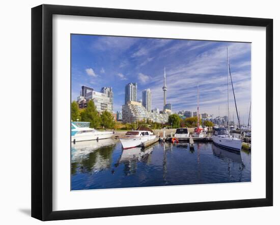 Canada, Ontario, Toronto, Marina Quay West, Skyline with Cn Tower-Alan Copson-Framed Photographic Print