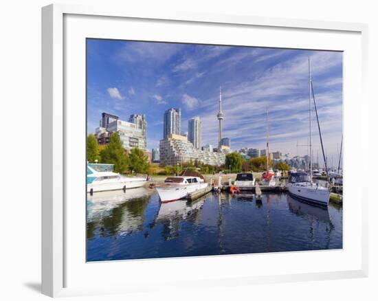 Canada, Ontario, Toronto, Marina Quay West, Skyline with Cn Tower-Alan Copson-Framed Photographic Print