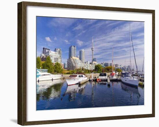 Canada, Ontario, Toronto, Marina Quay West, Skyline with Cn Tower-Alan Copson-Framed Photographic Print