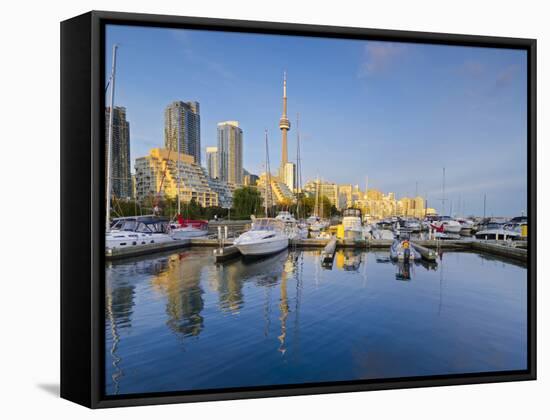 Canada, Ontario, Toronto, Marina Quay West, Skyline with Cn Tower-Alan Copson-Framed Stretched Canvas