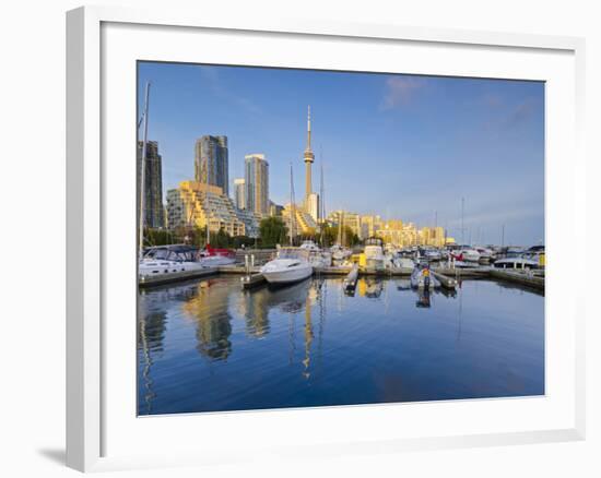 Canada, Ontario, Toronto, Marina Quay West, Skyline with Cn Tower-Alan Copson-Framed Photographic Print