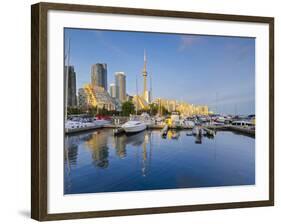 Canada, Ontario, Toronto, Marina Quay West, Skyline with Cn Tower-Alan Copson-Framed Photographic Print