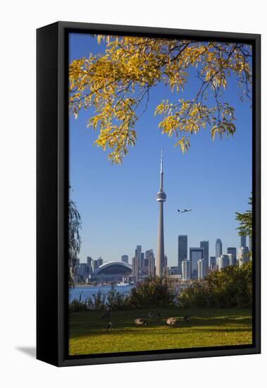 Canada, Ontario, Toronto, View of Cn Tower and City Skyline from Center Island-Jane Sweeney-Framed Stretched Canvas