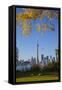 Canada, Ontario, Toronto, View of Cn Tower and City Skyline from Center Island-Jane Sweeney-Framed Stretched Canvas
