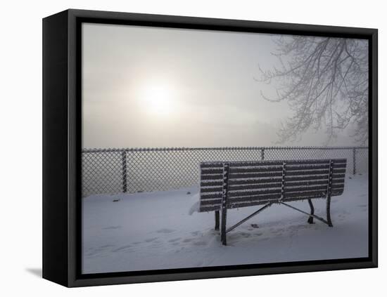 Canada, Ottawa, Ottawa River. Fog-Shrouded Winter Scene-Bill Young-Framed Stretched Canvas