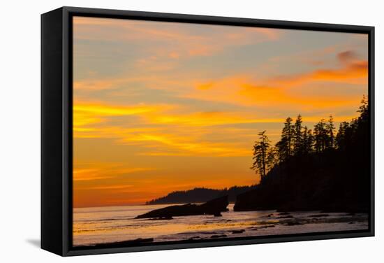 Canada, Pacific Rim National Park Reserve, Sunset from Tsusiat Falls Beach Camp-Jamie And Judy Wild-Framed Stretched Canvas