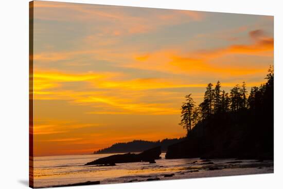 Canada, Pacific Rim National Park Reserve, Sunset from Tsusiat Falls Beach Camp-Jamie And Judy Wild-Stretched Canvas