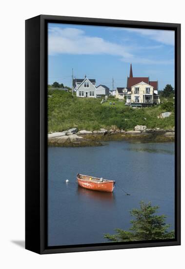 Canada, Peggy's Cove, Nova Scotia, Peaceful and Quiet Famous Harbor with Boats and Homes in Summer-Bill Bachmann-Framed Stretched Canvas