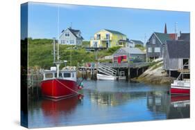 Canada, Peggy's Cove, Nova Scotia, Peaceful and Quiet Famous Harbor with Boats and Homes in Summer-Bill Bachmann-Stretched Canvas