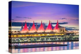 Canada Place at sunset on the Burrard Inlet waterfront of Vancouver, British Columbia, Canada, Nort-Toms Auzins-Stretched Canvas