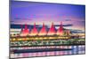 Canada Place at sunset on the Burrard Inlet waterfront of Vancouver, British Columbia, Canada, Nort-Toms Auzins-Mounted Photographic Print