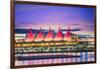 Canada Place at sunset on the Burrard Inlet waterfront of Vancouver, British Columbia, Canada, Nort-Toms Auzins-Framed Photographic Print