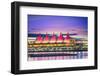 Canada Place at sunset on the Burrard Inlet waterfront of Vancouver, British Columbia, Canada, Nort-Toms Auzins-Framed Photographic Print