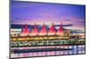 Canada Place at sunset on the Burrard Inlet waterfront of Vancouver, British Columbia, Canada, Nort-Toms Auzins-Mounted Photographic Print