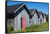 Canada, Prince Edward Island, Prim Point Graphic Beauty of Stacked Lobster Fish Houses-Bill Bachmann-Framed Stretched Canvas