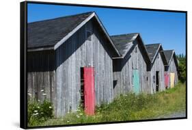 Canada, Prince Edward Island, Prim Point Graphic Beauty of Stacked Lobster Fish Houses-Bill Bachmann-Framed Stretched Canvas